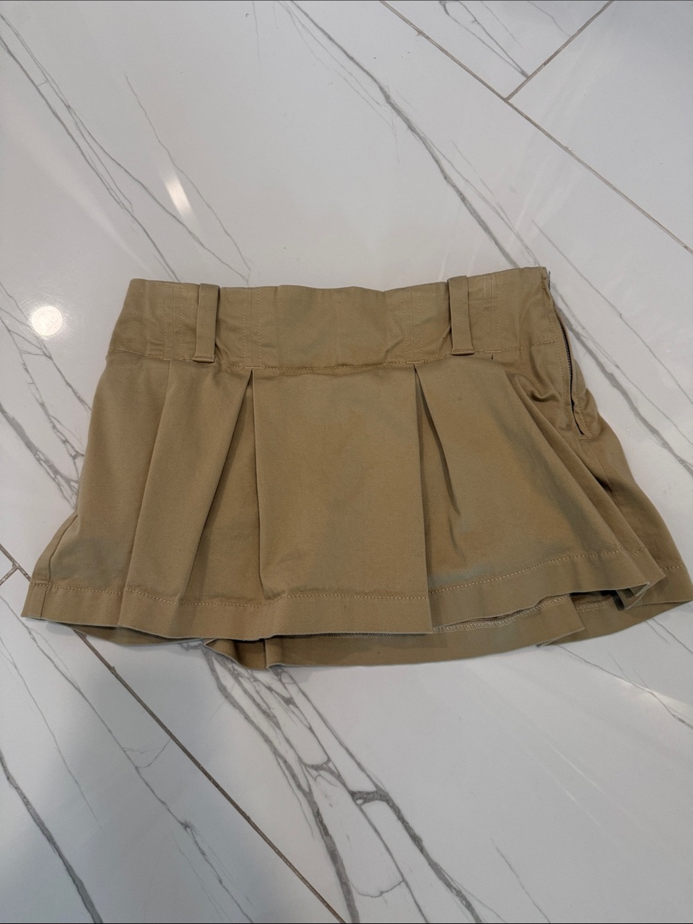 Sunday Best Tan Pleated Mini Skirt